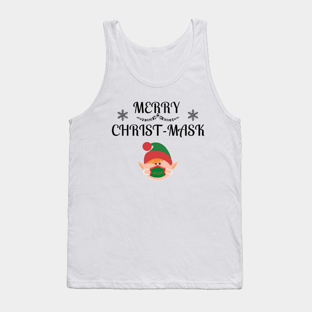 Merry Christmask Quarantine Elf Tank Top by NickDsigns